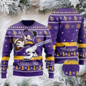 Minnesota Vikings Mickey Mouse Disney Ugly Christmas Sweater Adults Purple
