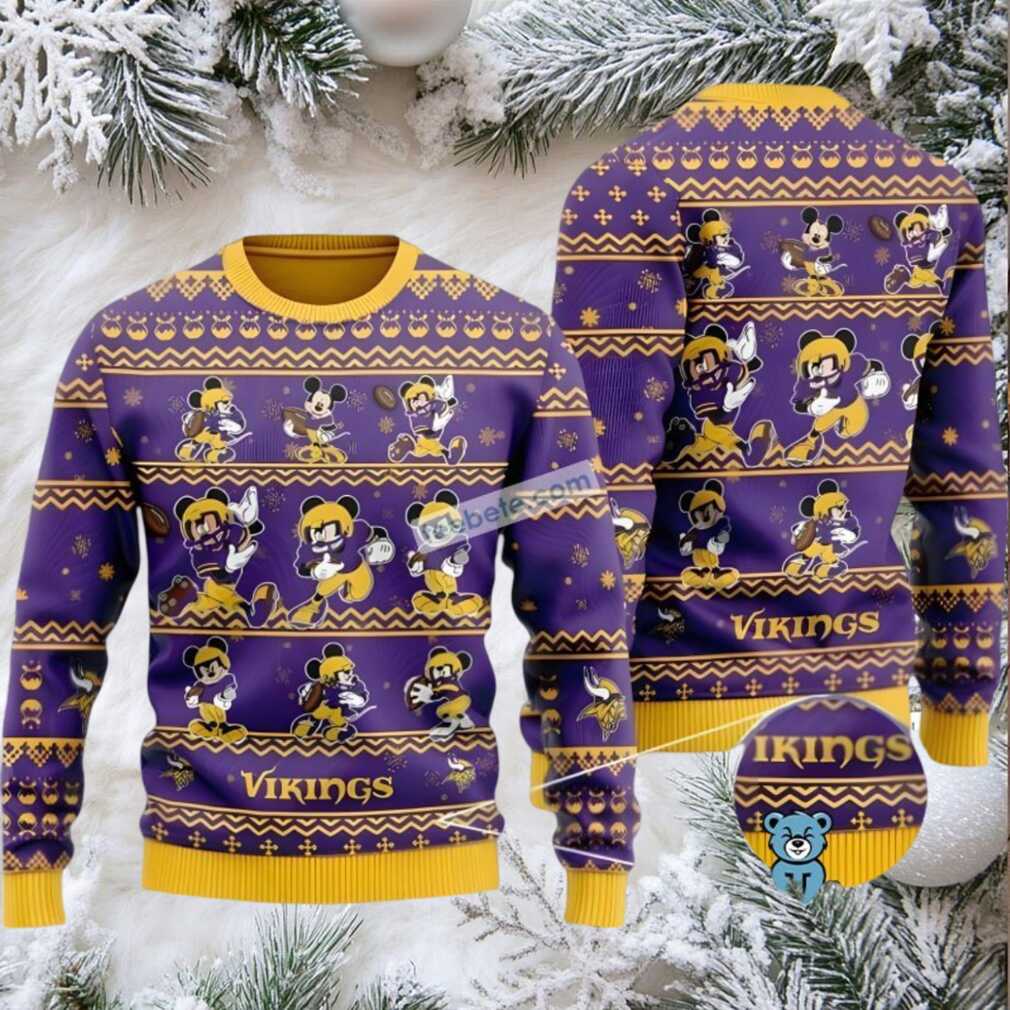 Minnesota Vikings Mickey Mouse Ugly Christmas Sweater Big And Tall Yellow Purple Minnesota Vikings Mickey Mouse Ugly Christmas Sweater Big And Tall Yellow Purple