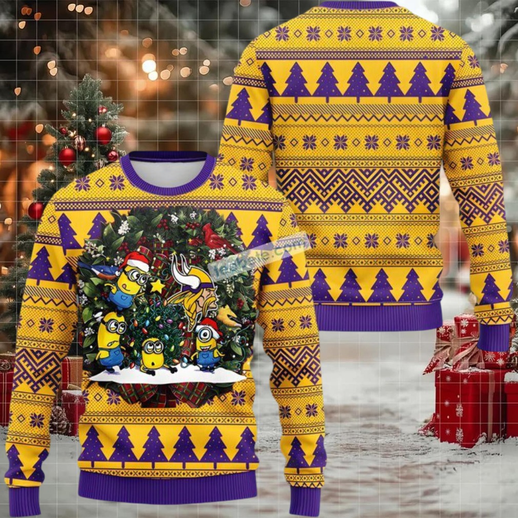 Minnesota Vikings Minion Ugly Christmas Sweater Yellow Big And Tall Minnesota Vikings Minion Ugly Christmas Sweater Yellow Big And Tall
