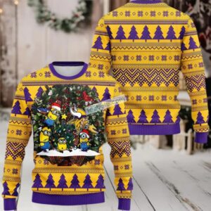 Minnesota Vikings Minion Ugly Christmas Sweater Yellow Big And Tall