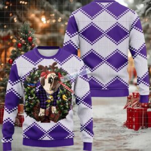 Minnesota Vikings Pub Dog Christmas Wreath Ugly Xmas Sweater Purple Minnesota Vikings Pub Dog Christmas Wreath Ugly Xmas Sweater Purple