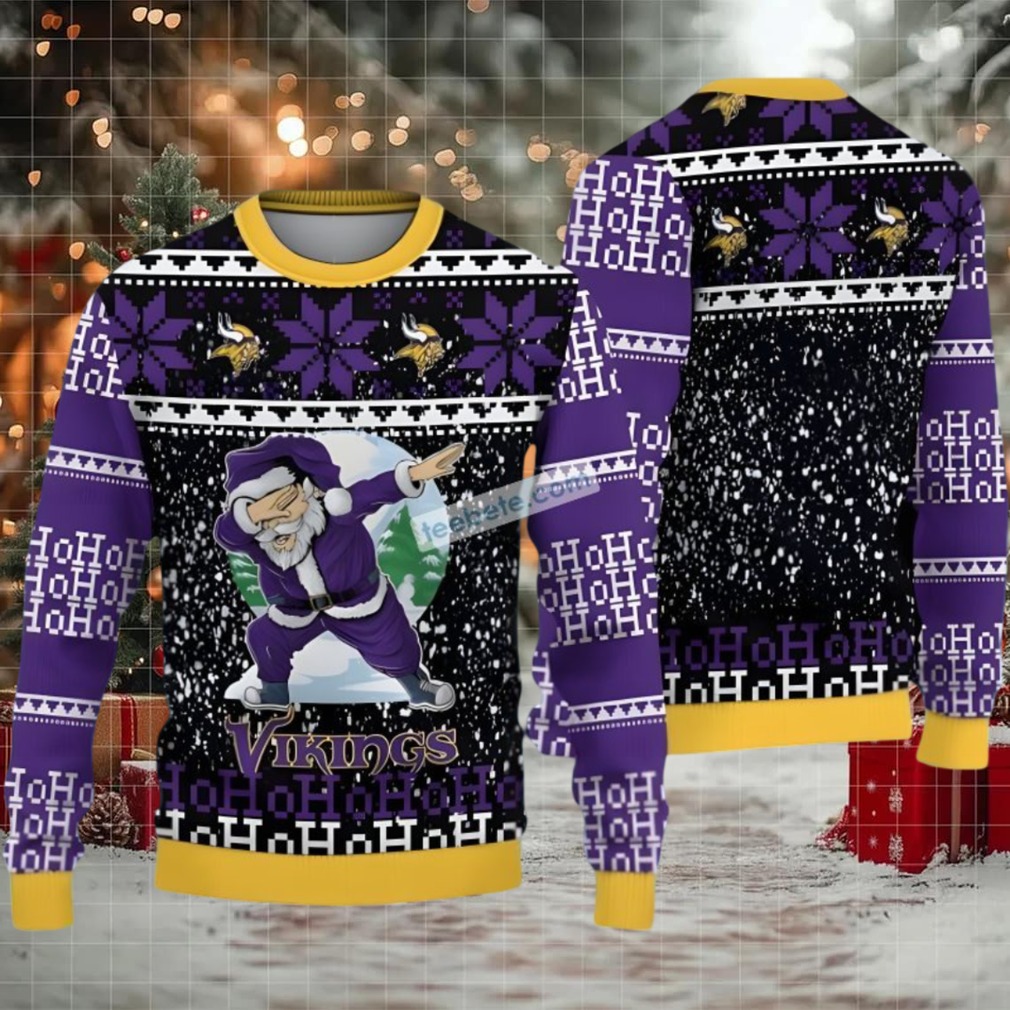 Minnesota Vikings Santa Claus Ho Ho Ho Ugly Christmas Sweater Purple Black Most Minnesota Vikings Santa Claus Ho Ho Ho Ugly Christmas Sweater Purple Black Most