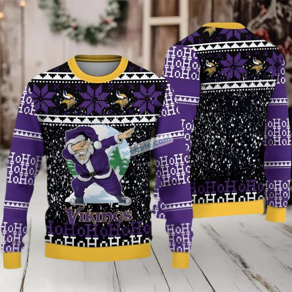 Minnesota Vikings Santa Claus Ho Ho Ho Ugly Christmas Sweater Purple Black Most Minnesota Vikings Santa Claus Ho Ho Ho Ugly Christmas Sweater Purple Black Most