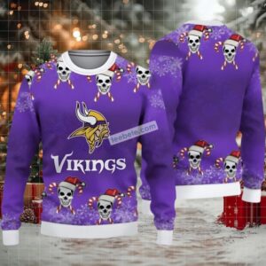 Minnesota Vikings Skull Candy Ugly Christmas Sweaters Purple Family Minnesota Vikings Skull Candy Ugly Christmas Sweaters Purple Family