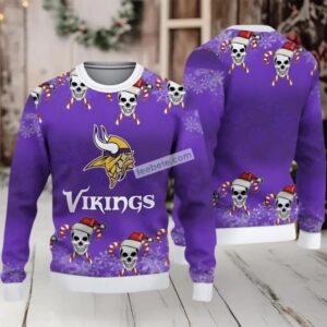 Minnesota Vikings Skull Candy Ugly Christmas Sweaters Purple Family
