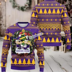 Minnesota Vikings Snoopy The Peanut Ugly Christmas Sweatshirt Womens Yellow Purple