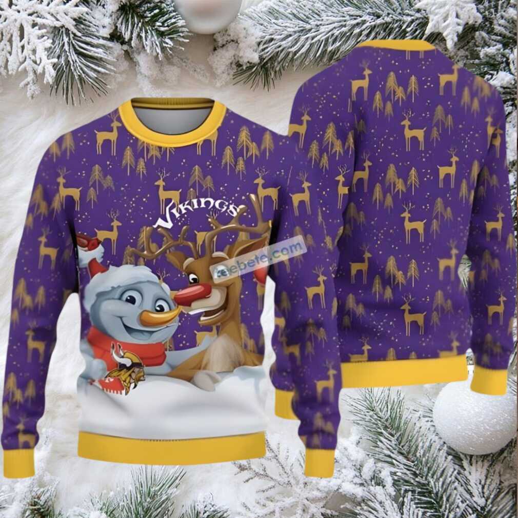 Minnesota Vikings Snowman Reindeer Ugly Xmas Sweater Party Purple Minnesota Vikings Snowman Reindeer Ugly Xmas Sweater Party Purple