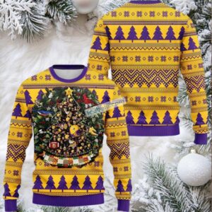 Minnesota Vikings Tree Ball Ugly Christmas Sweatshirt Yellow