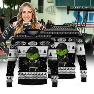 Monster Energy × Grinch Top Fuel Ugly Christmas Sweater NHRA