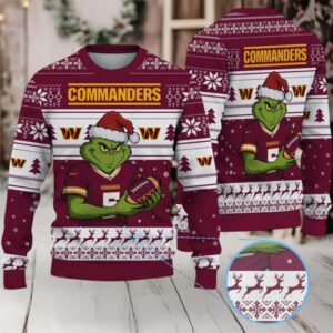 NFL Washington Commanders Grinch Jersey Christmas Sweater
