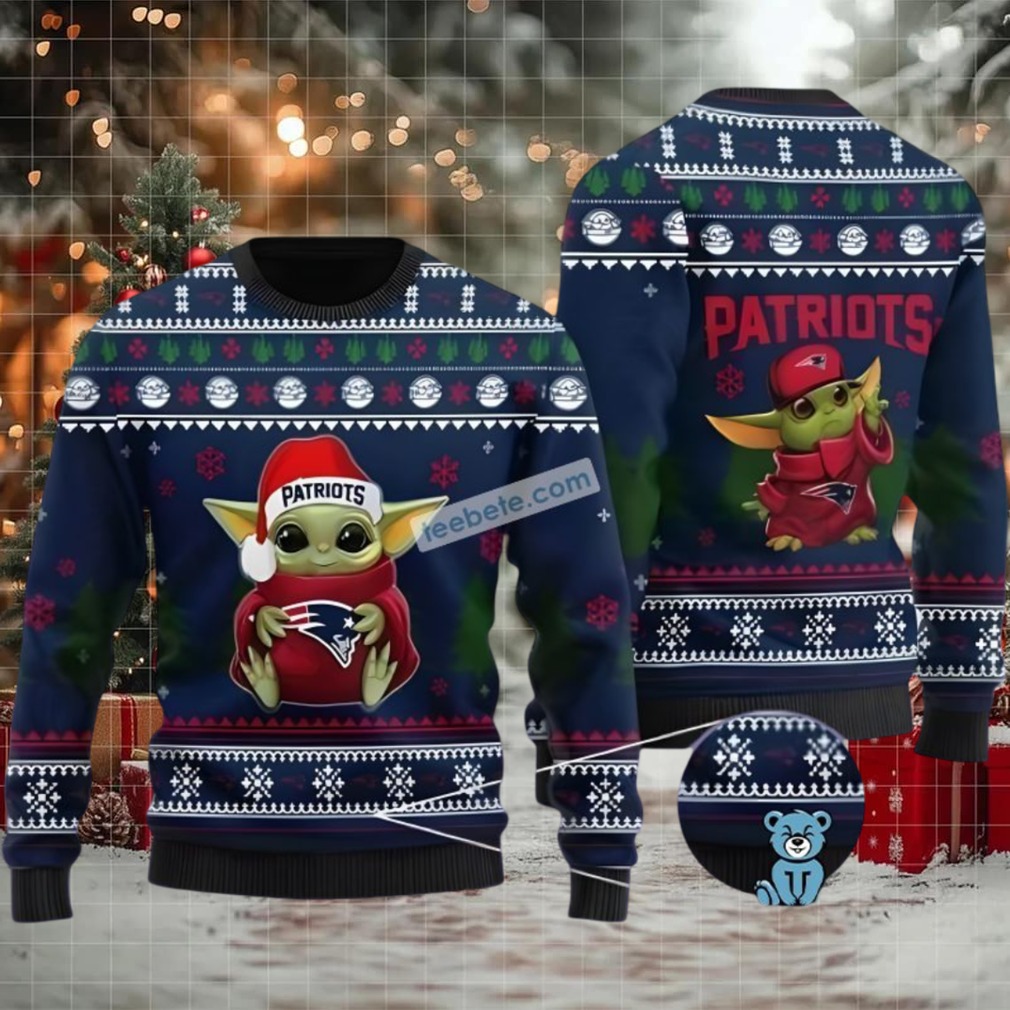 New England Patriots Baby Yoda Star Wars Ugly Holiday Sweater Blue