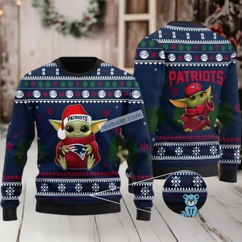New England Patriots Baby Yoda Star Wars Ugly Holiday Sweater Blue