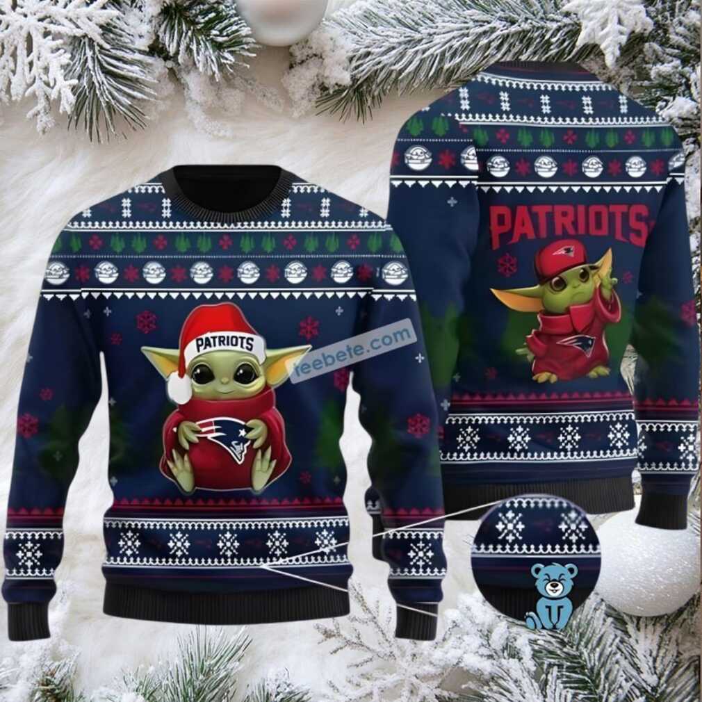 New England Patriots Baby Yoda Star Wars Ugly Holiday Sweater Blue New England Patriots Baby Yoda Star Wars Ugly Holiday Sweater Blue