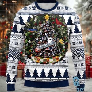 New England Patriots Christmas Wreath Ugly Christmas Sweater Adults Blue New England Patriots Christmas Wreath Ugly Christmas Sweater Adults Blue