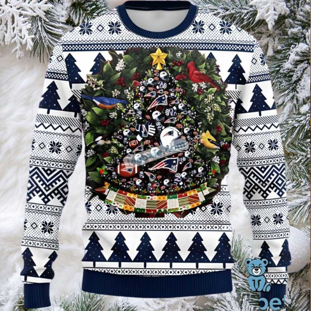 New England Patriots Christmas Wreath Ugly Christmas Sweater Adults Blue New England Patriots Christmas Wreath Ugly Christmas Sweater Adults Blue