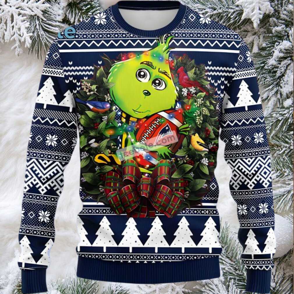 New England Patriots Grinch Hug Ugly Sweater Blue New England Patriots Grinch Hug Ugly Sweater Blue