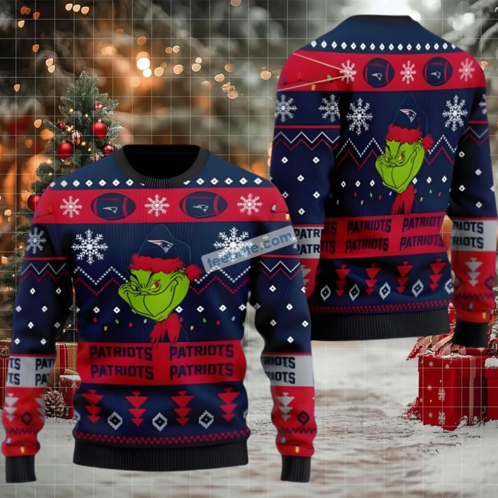 New England Patriots Grinch Santa Ugly Christmas Sweater Plus Size Blue Red New England Patriots Grinch Santa Ugly Christmas Sweater Plus Size Blue Red