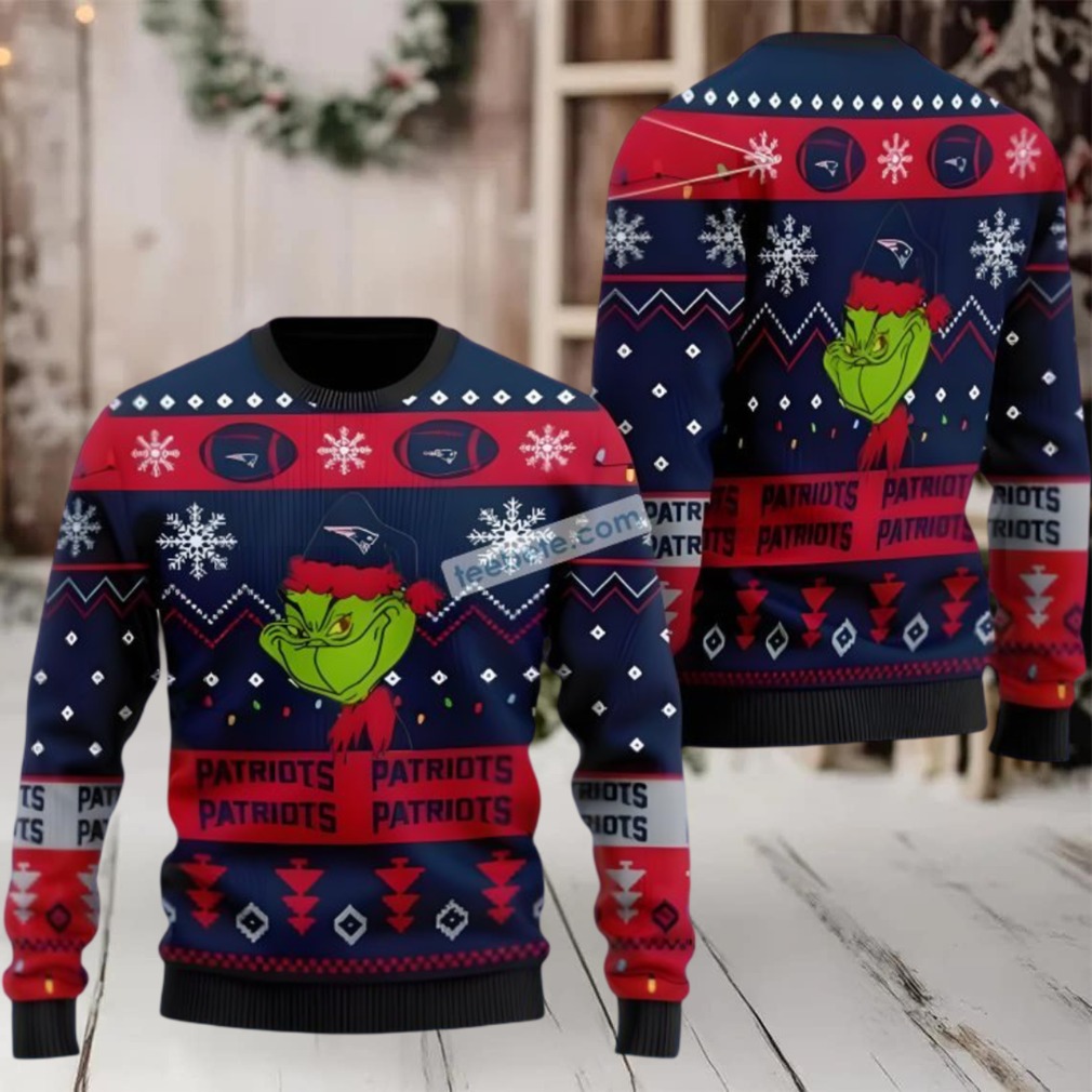 New England Patriots Grinch Santa Ugly Christmas Sweater Plus Size Blue Red New England Patriots Grinch Santa Ugly Christmas Sweater Plus Size Blue Red