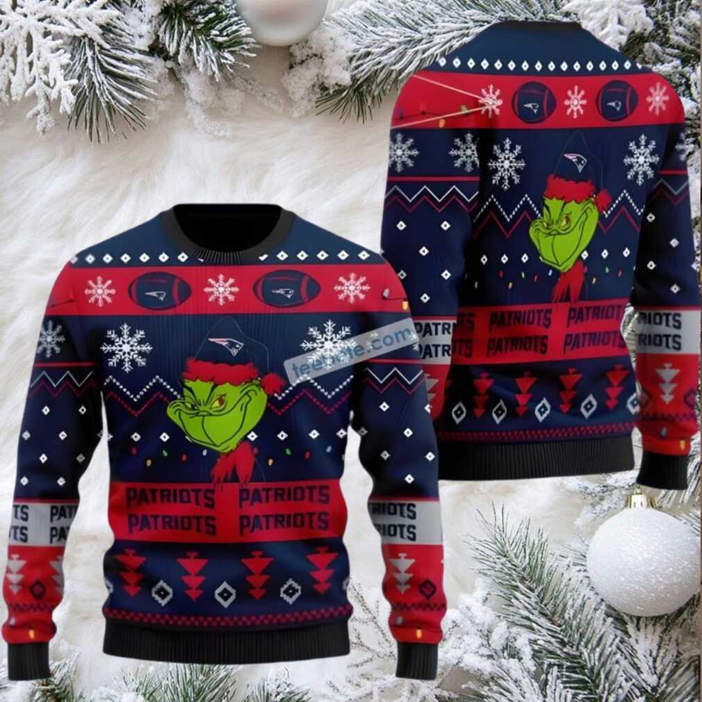 New England Patriots Grinch Santa Ugly Christmas Sweater Plus Size Blue Red New England Patriots Grinch Santa Ugly Christmas Sweater Plus Size Blue Red