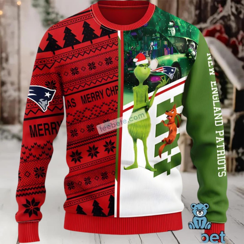 New England Patriots Grinch Scoobydoo Ugly Christmas Sweater Womens Green Red New England Patriots Grinch Scoobydoo Ugly Christmas Sweater Womens Green Red