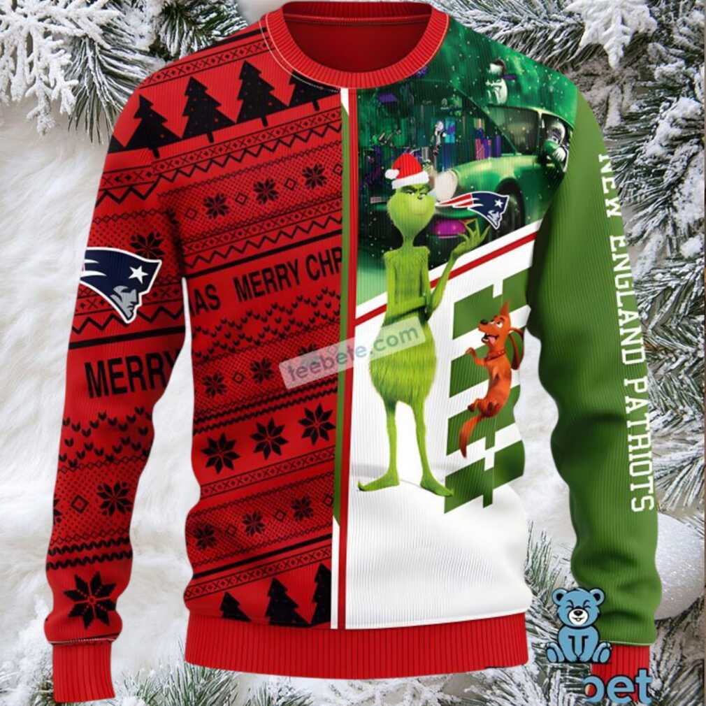 New England Patriots Grinch Scoobydoo Ugly Christmas Sweater Womens Green Red New England Patriots Grinch Scoobydoo Ugly Christmas Sweater Womens Green Red