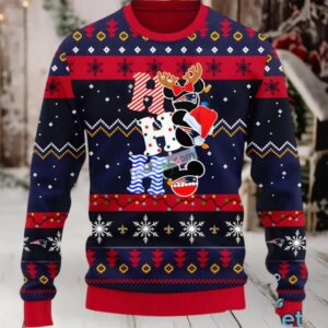New England Patriots Hohoho Mickey Mouse Funny Ugly Xmas Sweaters Blue Red