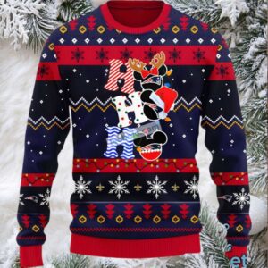 New England Patriots Hohoho Mickey Mouse Funny Ugly Xmas Sweaters Blue Red