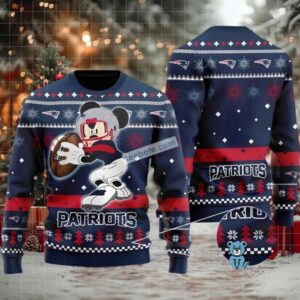 New England Patriots Mickey Mouse Ugly Xmas Sweater Party Blue Red New England Patriots Mickey Mouse Ugly Xmas Sweater Party Blue Red