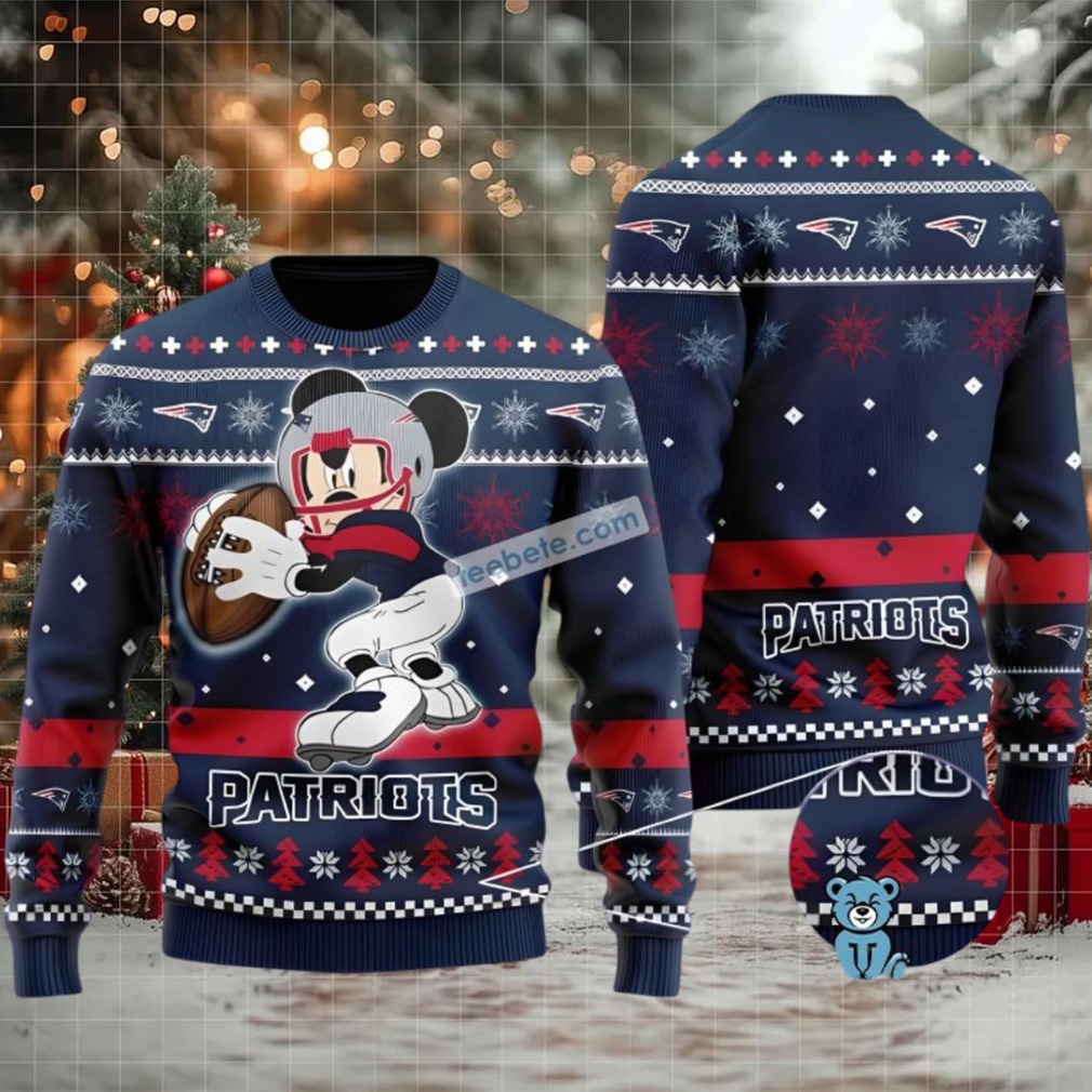 New England Patriots Mickey Mouse Ugly Xmas Sweater Party Blue Red New England Patriots Mickey Mouse Ugly Xmas Sweater Party Blue Red