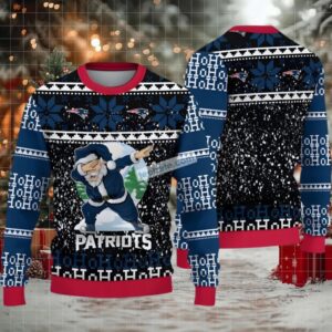 New England Patriots Santa Claus Ho Ho Ho Ugly Christmas Sweater Mens Blue Black New England Patriots Santa Claus Ho Ho Ho Ugly Christmas Sweater Mens Blue Black