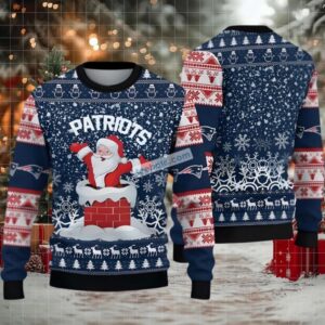 New England Patriots Santa Claus Ugly Xmas Sweater Party Blue New England Patriots Santa Claus Ugly Xmas Sweater Party Blue