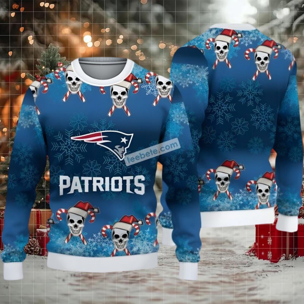 New England Patriots Skull Ugly Cardigan Christmas Blue