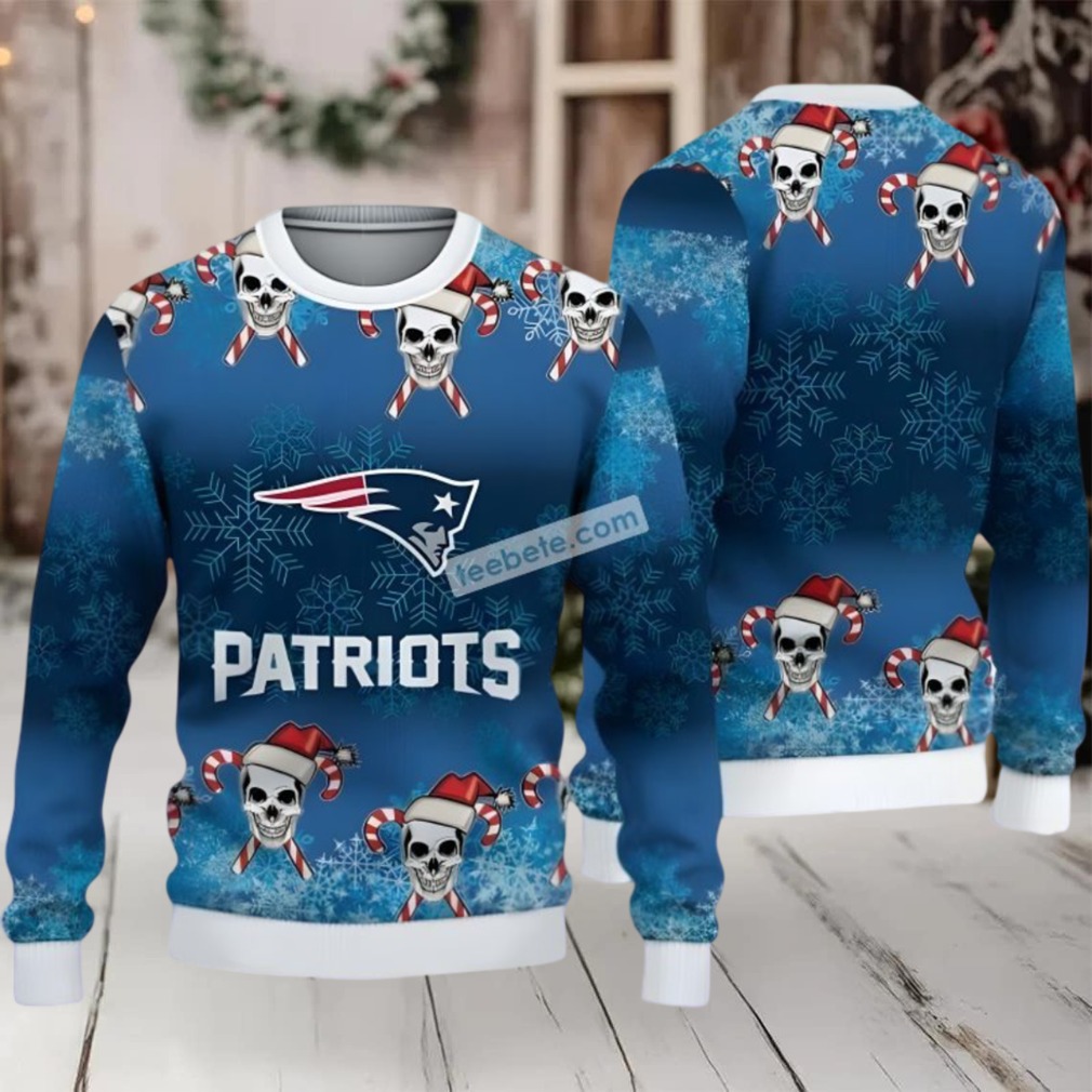 New England Patriots Skull Ugly Cardigan Christmas Blue
