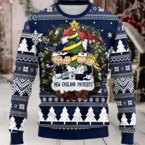 New England Patriots Snoopy The Peanut Vintage Ugly Christmas Sweaters Blue
