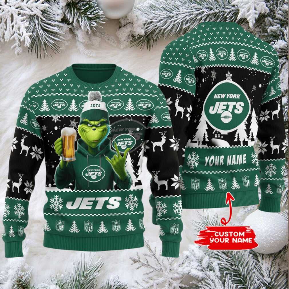 New York Jets Ugly Christmas Sweater with festive team design