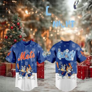 New York Mets 2025 Bluey MLB Game Night Christmas Baseball Jersey