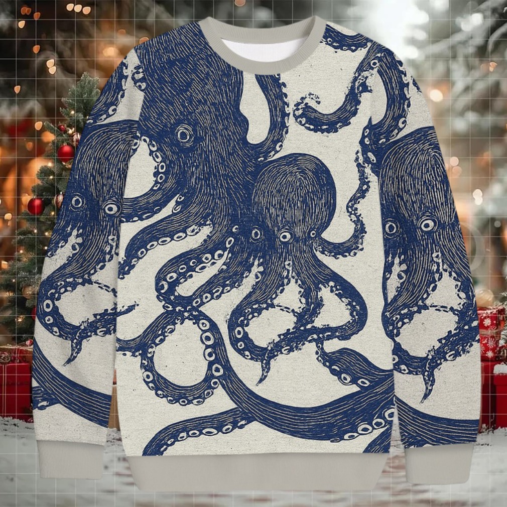 Ocean Octopus Christmas Ugly Sweatshirt - Front View