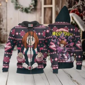 Ochaco Uraraka Ugly Christmas Sweater Anime My Hero Academia Manga 2k44 Fan Gift Stylist Unisex Cartoon 3d Hoodie