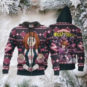 Ochaco Uraraka Ugly Christmas Sweater Anime My Hero Academia Manga 2k44 Fan Gift Stylist Unisex Cartoon 3d Hoodie