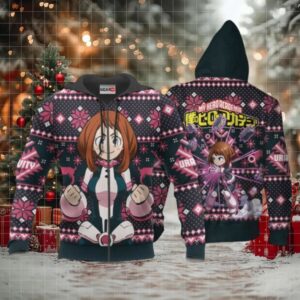 Ochaco Uraraka Ugly Christmas Sweater Anime My Hero Academia Manga 2k44 Fan Gift Stylist Unisex Cartoon 3d Hoodie
