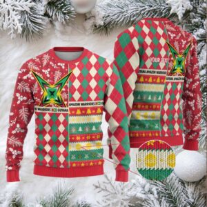 Personalized Amazon Warriors Cricket Christmas Ugly Christmas Sweater Guyana Merry Xmas