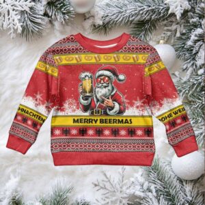 Personalized Germany Christmas Kid Ugly Christmas Sweater Santa Claus Merry Beermas