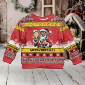 Personalized Germany Christmas Kid Ugly Christmas Sweater Santa Claus Merry Beermas