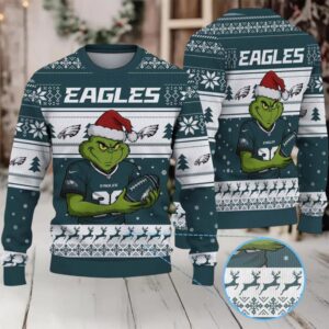 Philadelphia Eagles Grinch Ugly Christmas Sweater