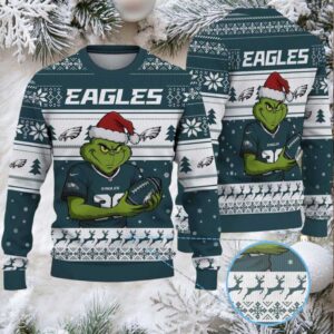 Philadelphia Eagles Grinch Ugly Christmas Sweater