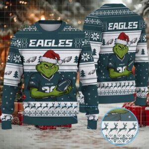 Philadelphia Eagles Grinch Ugly Christmas Sweater