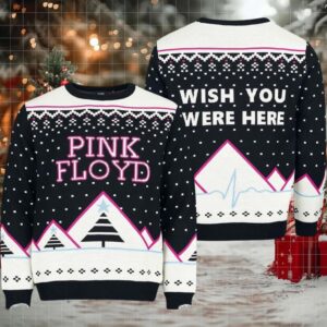 Pink Floyd Wish You Were Here Classic Logo Snowy Night Knitted Ugly Christmas Sweater