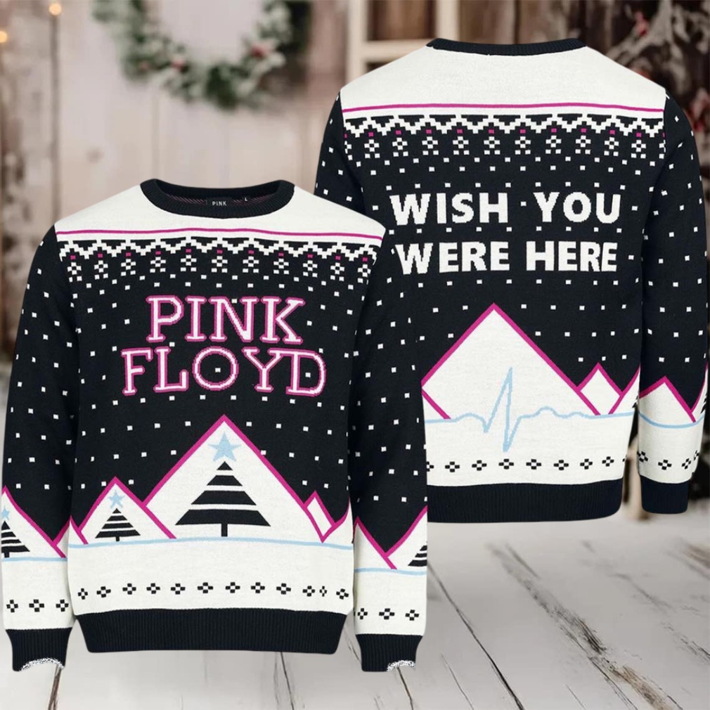 Pink Floyd Wish You Were Here Classic Logo Snowy Night Knitted Ugly Christmas Sweater Pink Floyd Wish You Were Here Classic Logo Snowy Night Knitted Ugly Christmas Sweater