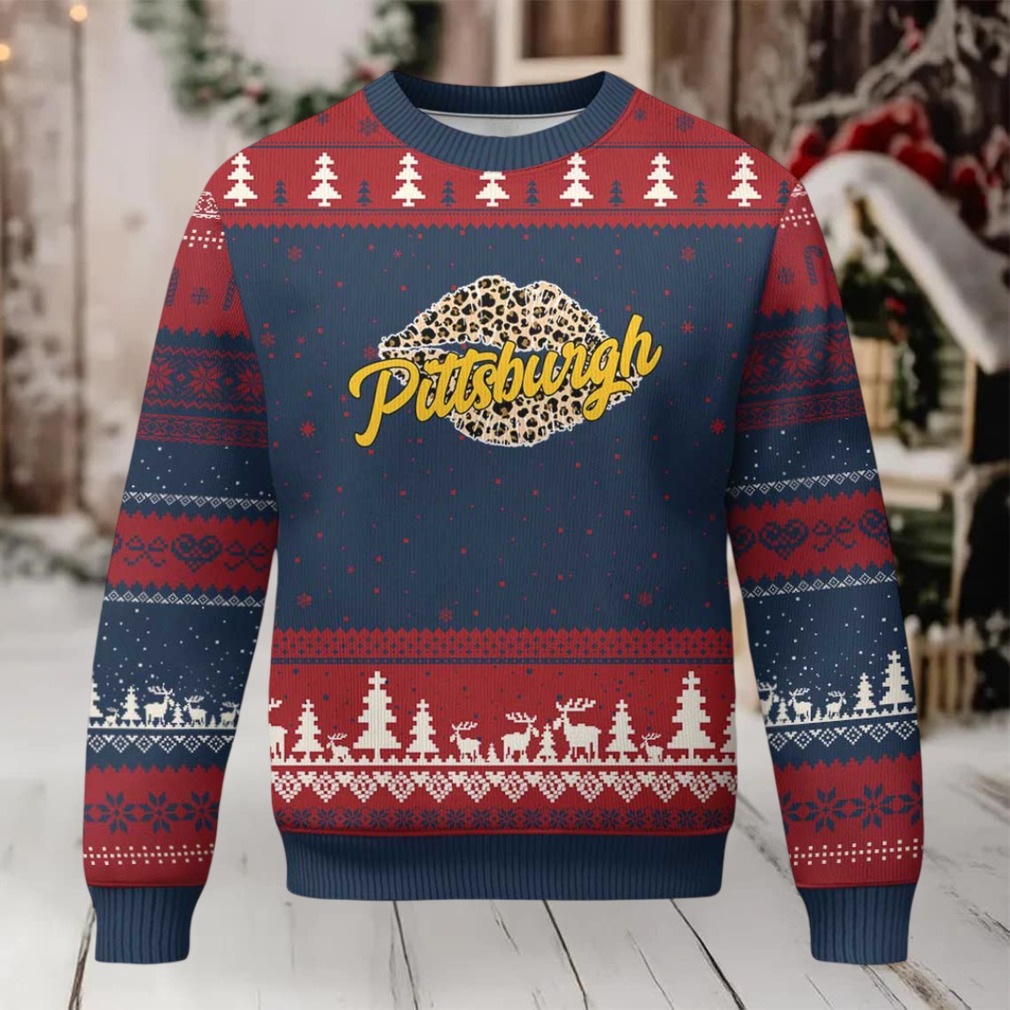 Pittsburgh Leopard Lips Ugly Christmas Sweater Steel City Pride Woman Girl Pittsburgh Leopard Lips Ugly Christmas Sweater Steel City Pride Woman Girl