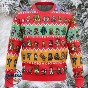 Pixel Smash Super Smash Bros Ugly Christmas Sweater
